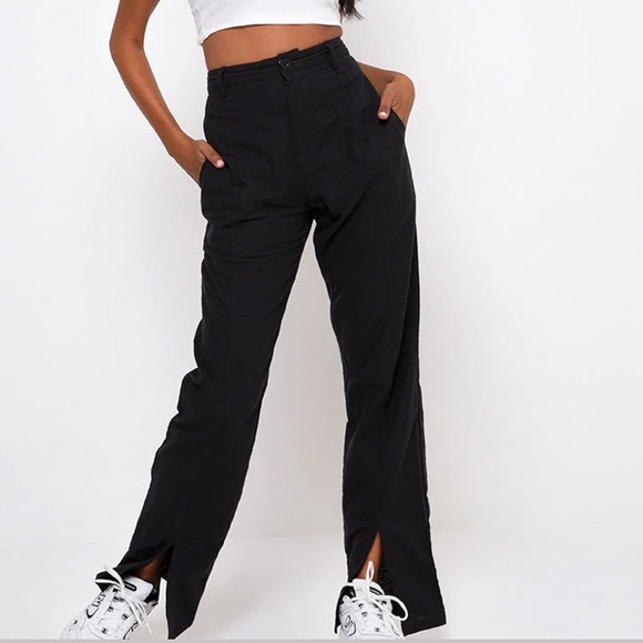 Motel Rocks Pants - Motel Pants Flare Slit Gesta Trouser black Sz small 28 NWT